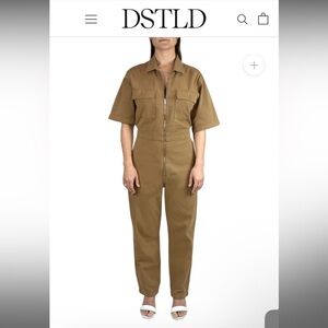 DSTLD Tan Utility Jumpsuit with Collared Neckline XS $198 Sundry NWOT
